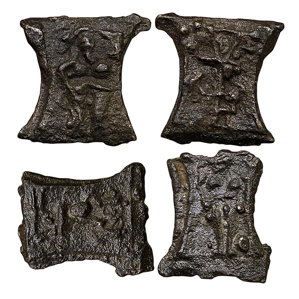 Ancient Kaushambi Damru Shaped set of two coins Cast-Copper Unit