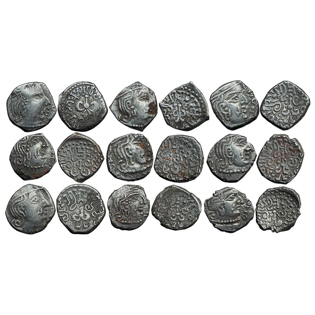 Ancient Gupta Dynasty Kumaragupta I Set of 9 coins Base Silver Drammas