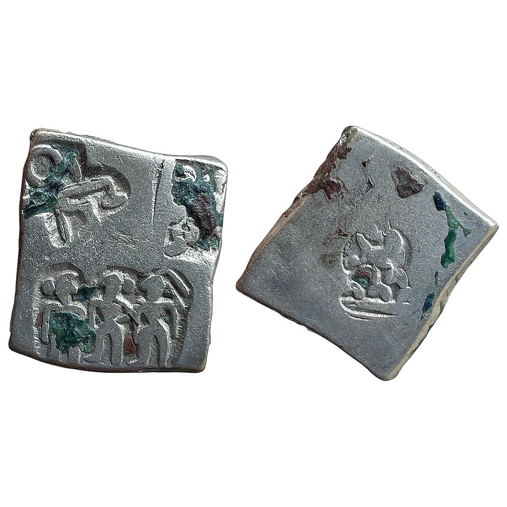 Ancient Archaic Series Punch Marked Coinage Magadha imperial Series Three human figures Silver Karshapana