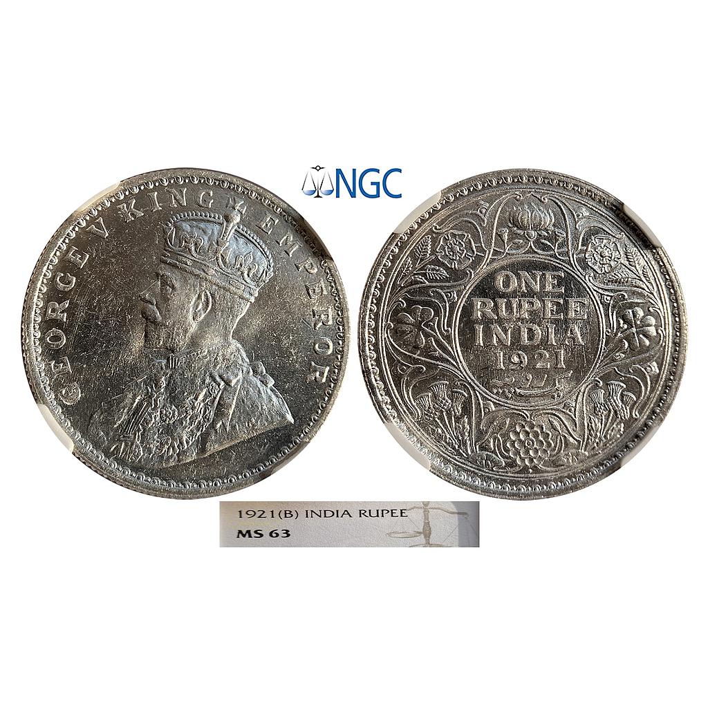 British India George V 1921 AD Key Date Bombay Mint Silver Rupee