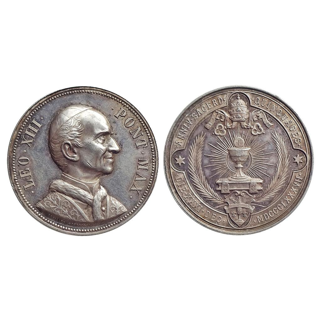 Italy Papal States Leo XIII Silver 50th Anniversary of Priesthood Medal