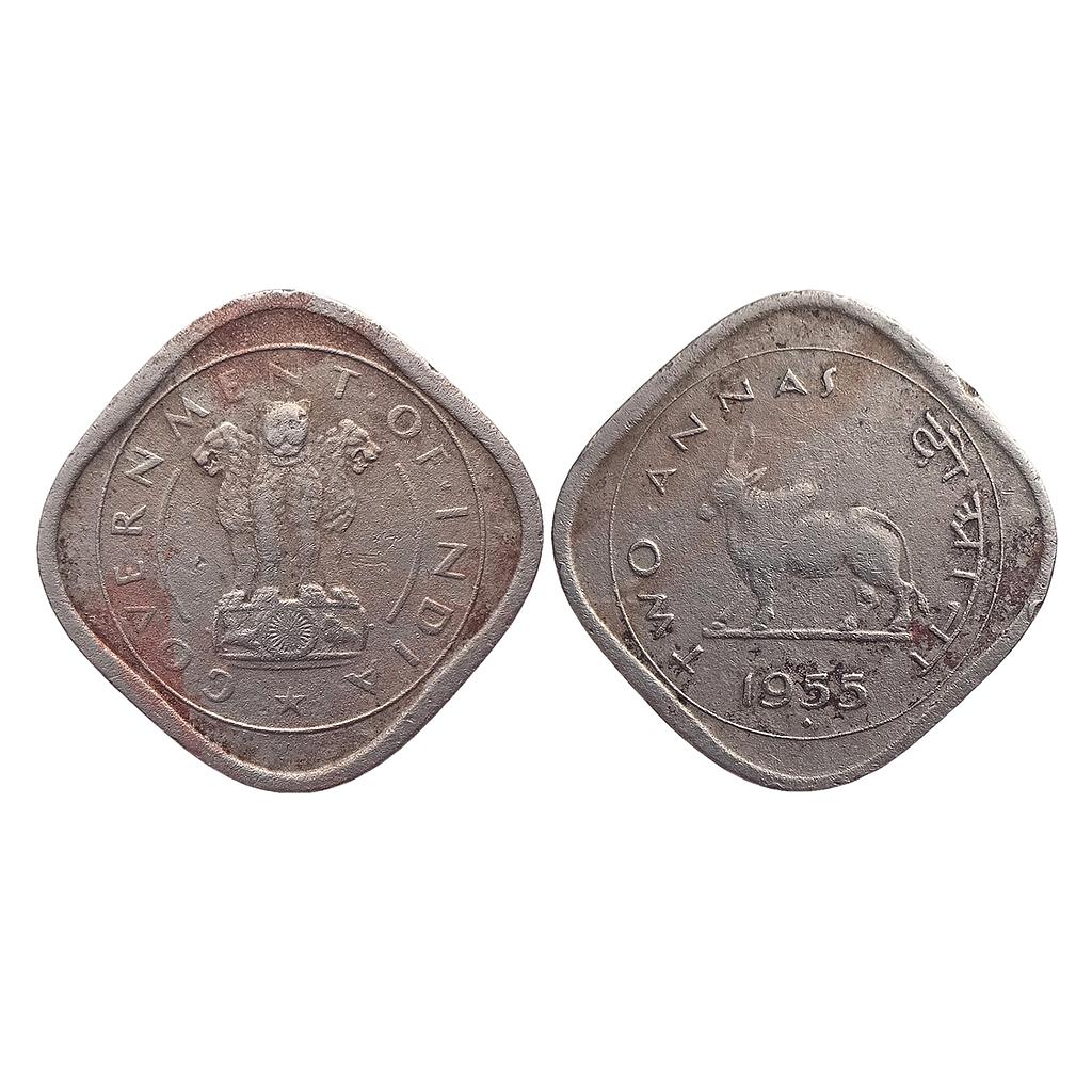 Republic India Anna Series 1955 AD Bombay Mint Cupro-Nickel 2 Annas