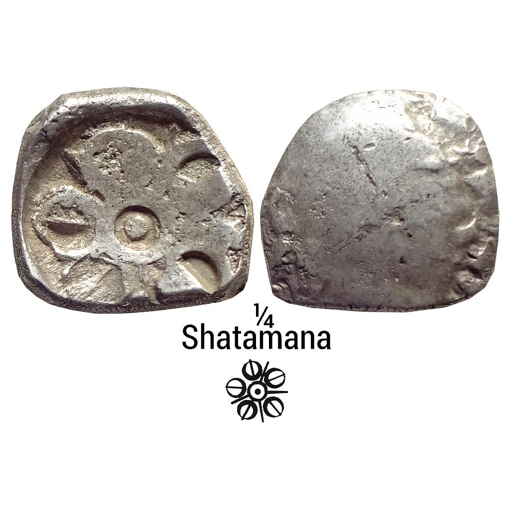 Ancient Archaic Punch Marked Coinage Attributed to Gandhara Janapada Silver 2 Shana or 1/4 Shatamana