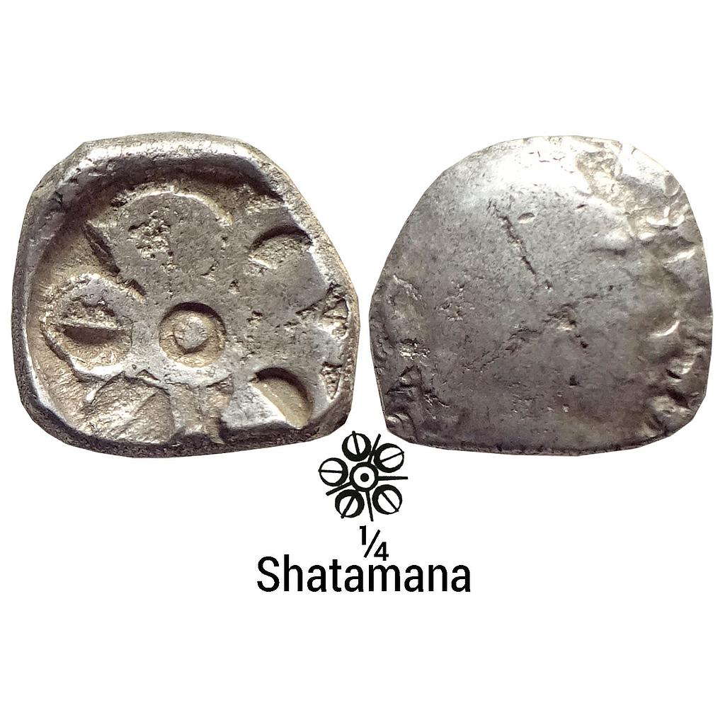 Ancient Archaic Punch Marked Coinage Attributed to Gandhara Janapada Silver 2 Shana or 1/4 Shatamana