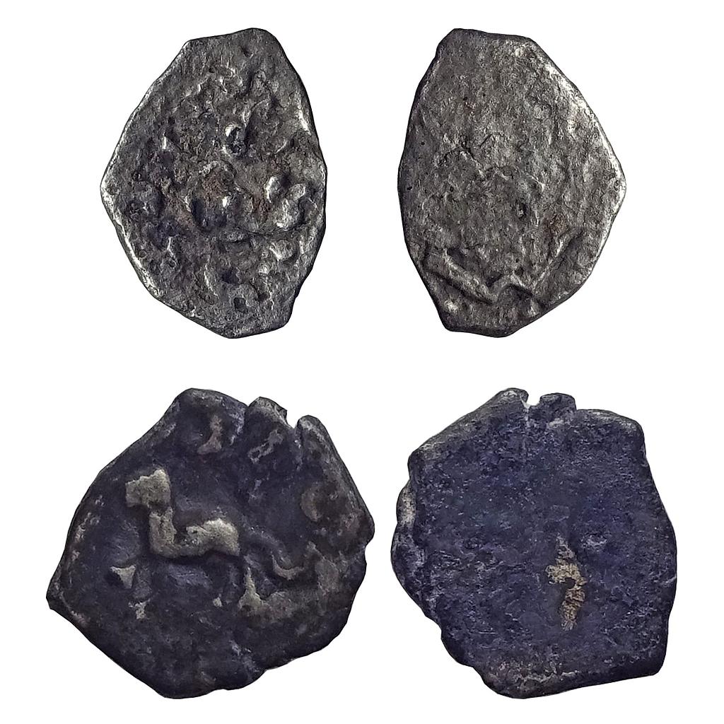 Ancient Archaic Punch Marked Coinage 2 Silver &quot;¼ Karshapana&quot;