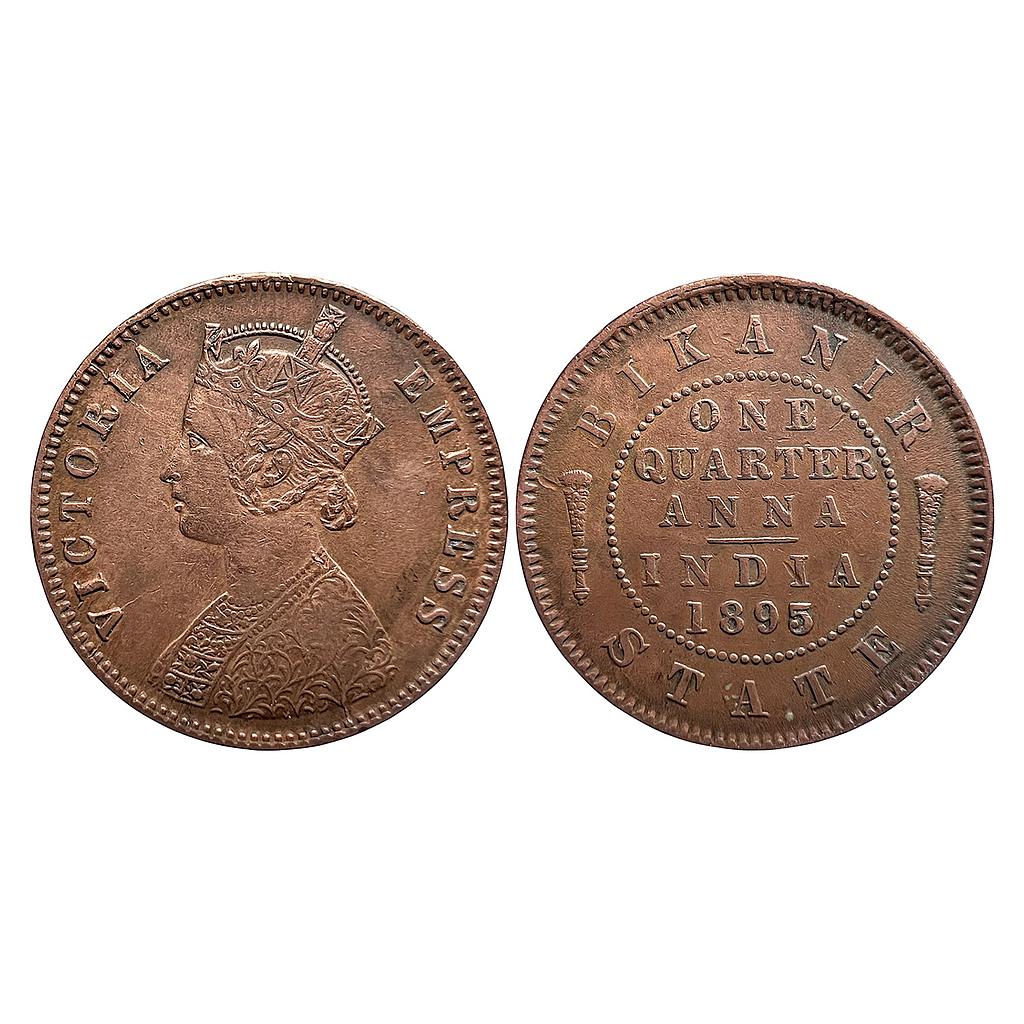 IPS Bikaner State Ganga Singh with the name and portrait of Victoria Copper 1/4 Anna