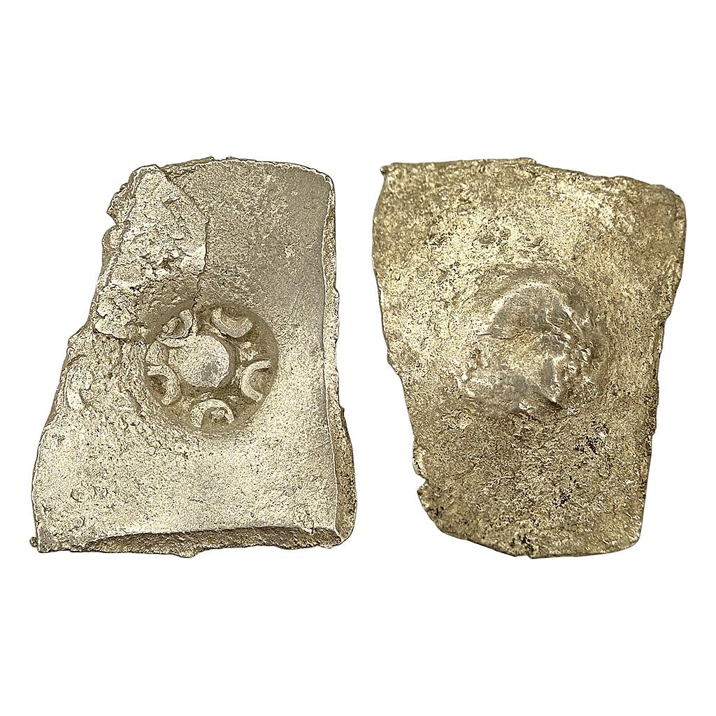 Ancient Punch Marked Coinage from Ghagra-Gandak River Valley Narhan hoard type Silver Double Karshapana
