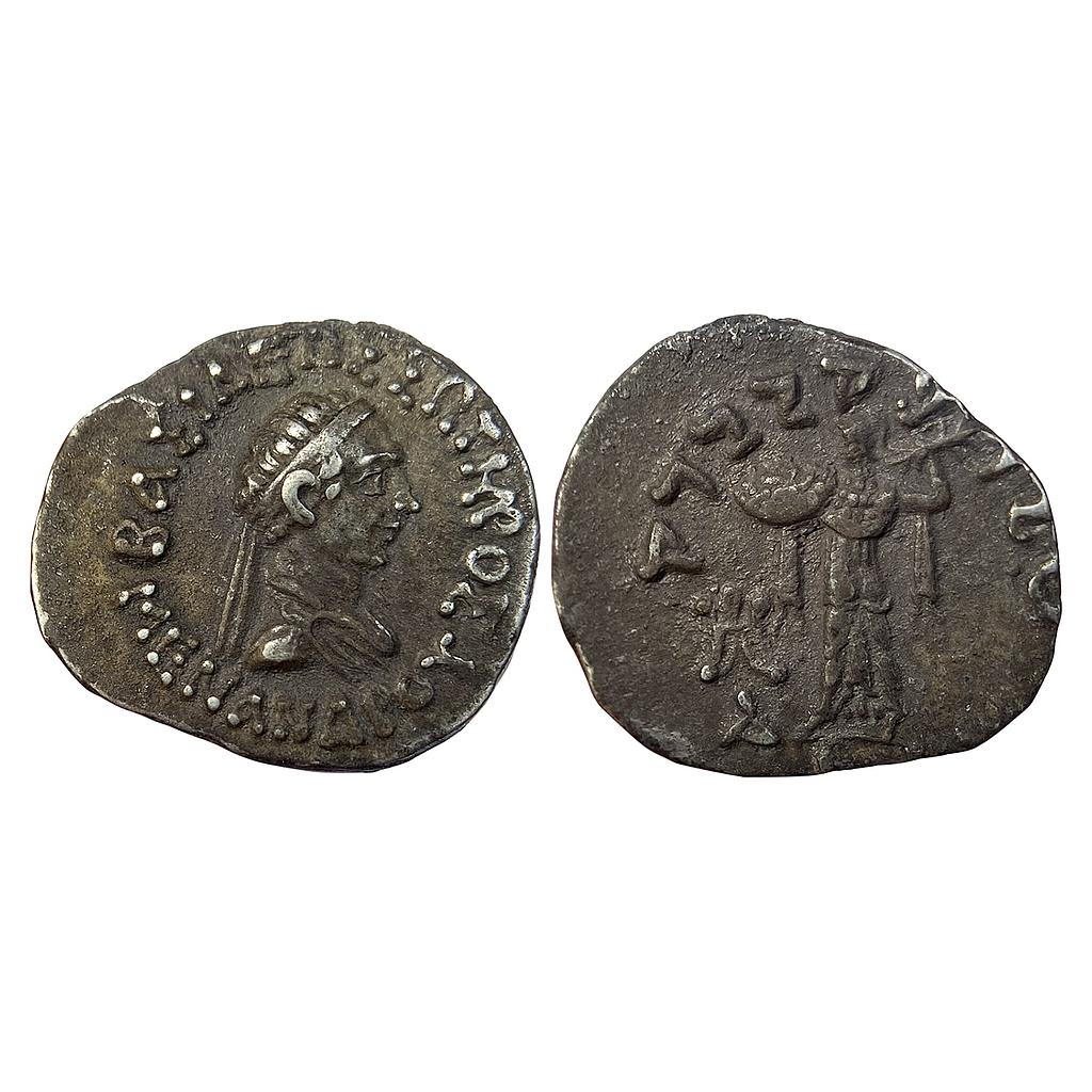 Ancient Indo-Greeks Menander I Bilingual Series Silver Drachm