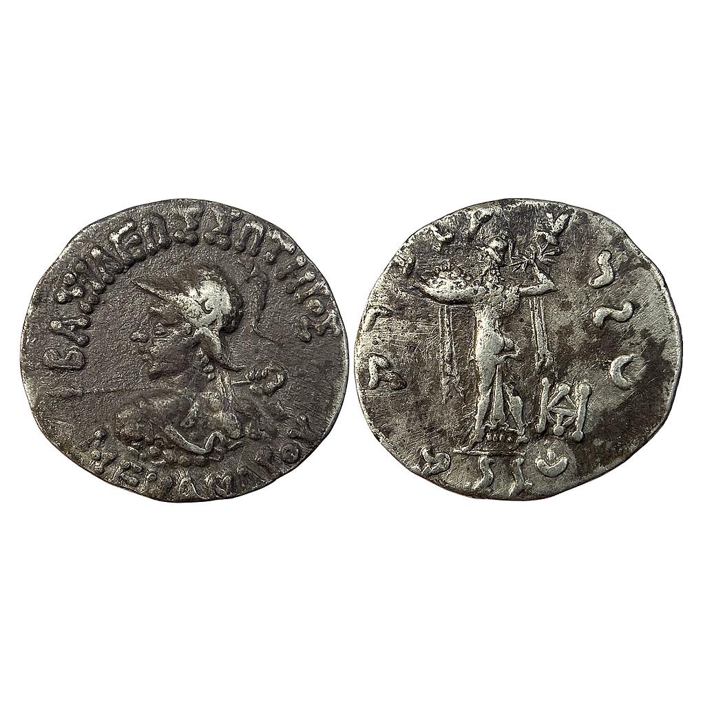 Ancient Indo-Greeks Menander I Bilingual Series Silver Drachm
