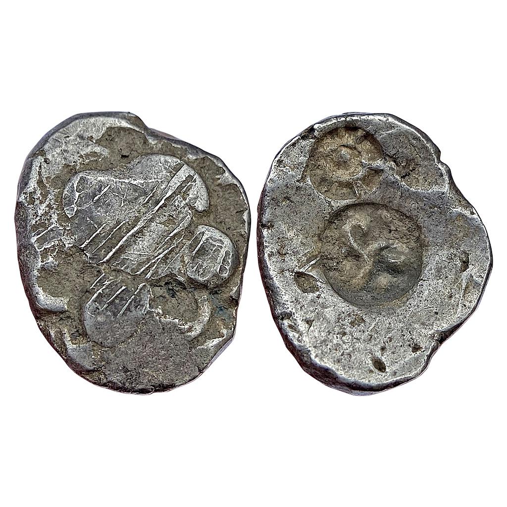 Ancient Punch Marked Coinage Panchala Mahajanapada Upper Ganga Region Silver 1/2 Vimshatika