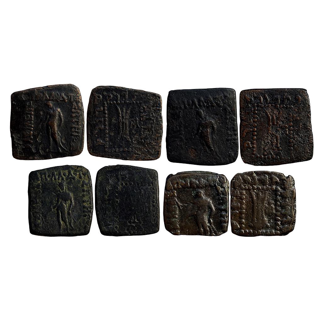 Ancient Indo-Greeks Apollodotus I Set of 4 Coins Copper Hemi-Obols