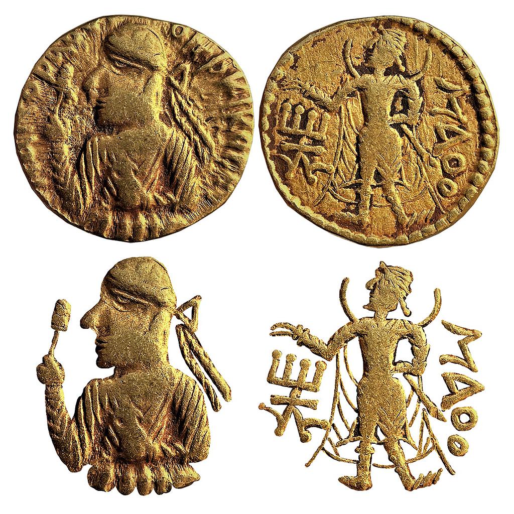 Ancient Kushanas Huvishka  Gold Dinara