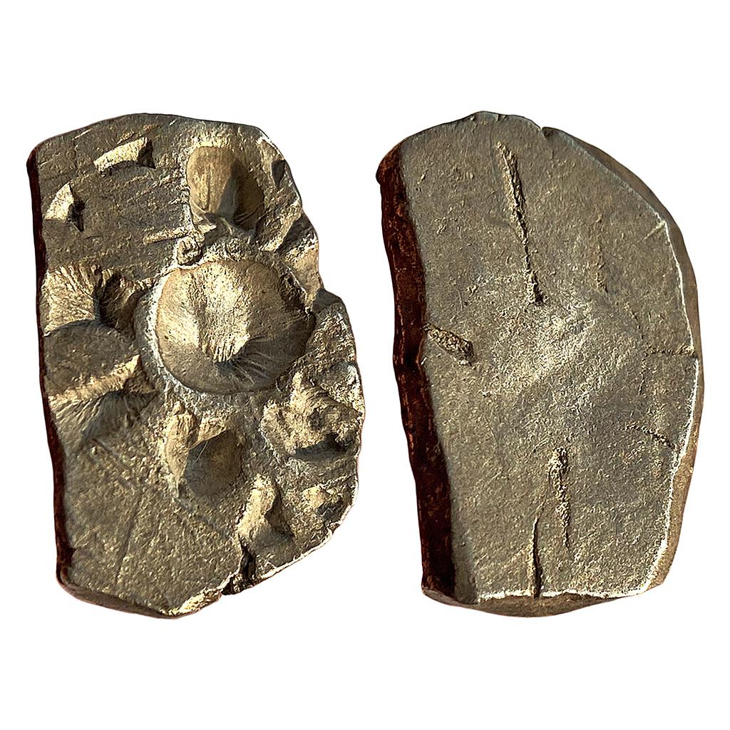 Ancient Punch Marked Coinage Usually attributed to Panchala Mahajanapada Upper Ganga region Silver 1/2 Vimshatika