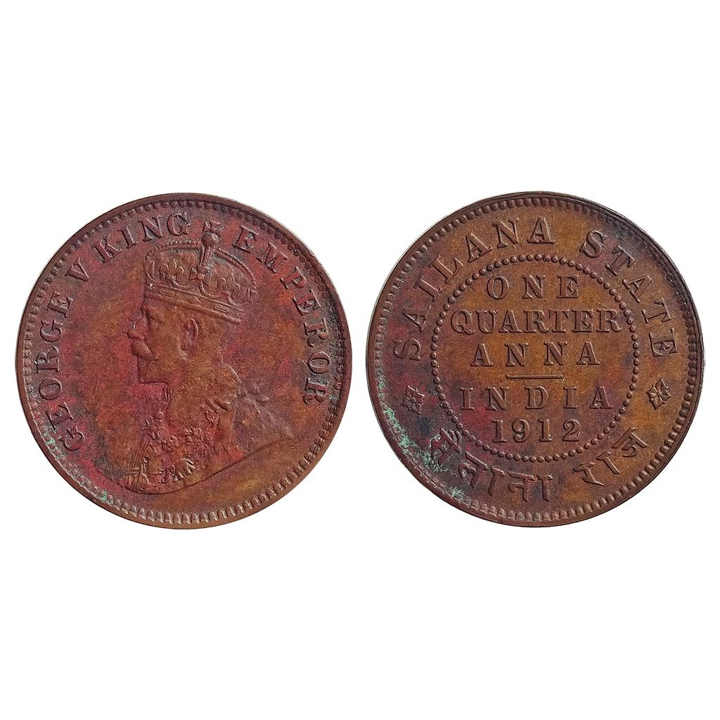 Princely States Sailana Jaswant Singh George V Copper &quot;¼ Anna&quot;