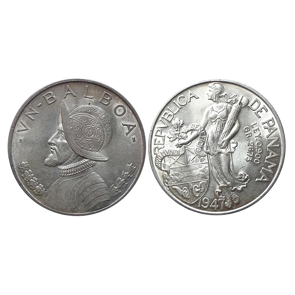 Panama AD 1947 Silver 1 Balboa