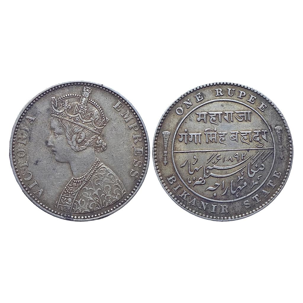 IPS Bikaner State Ganga Singh with the name and portrait of Victoria Empress Silver Rupee