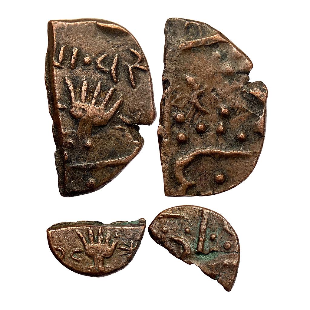 IPS Lunavada State Wakhat Singh open palm hand symbol Set of 2 Coins Copper 1/2 Paisa &amp; 1/4 Paisa