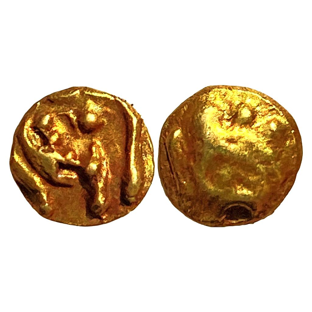 Hindu Medieval Western Gangas Gold Haga (1/4 Fanam)  Elephant to right with trunk
