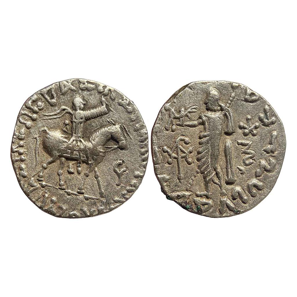 Ancient Indo-Scythians Azes II Silver Tetradrachm