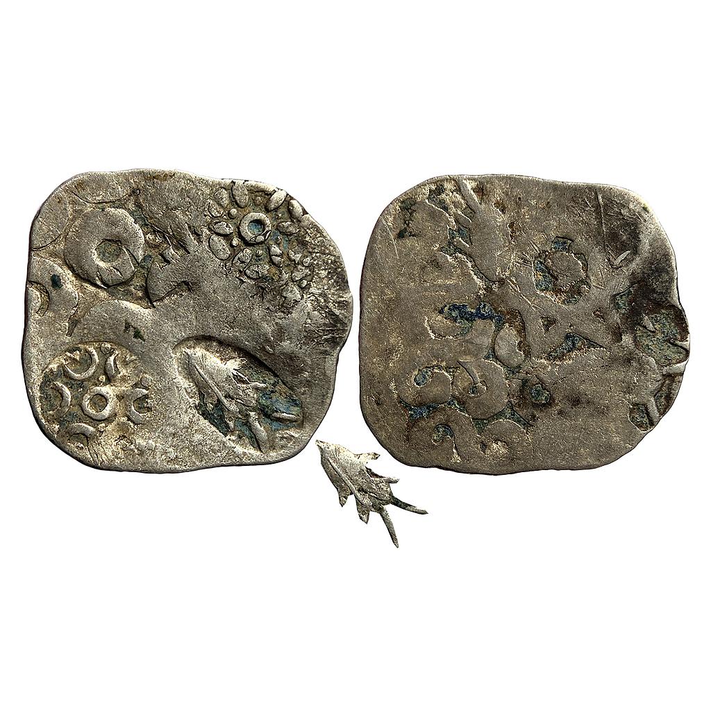 Ancient Archaic Punch Marked Coinage Kosala Mahajanapada from middle Ganga valley Silver 1/2 Vimshatika