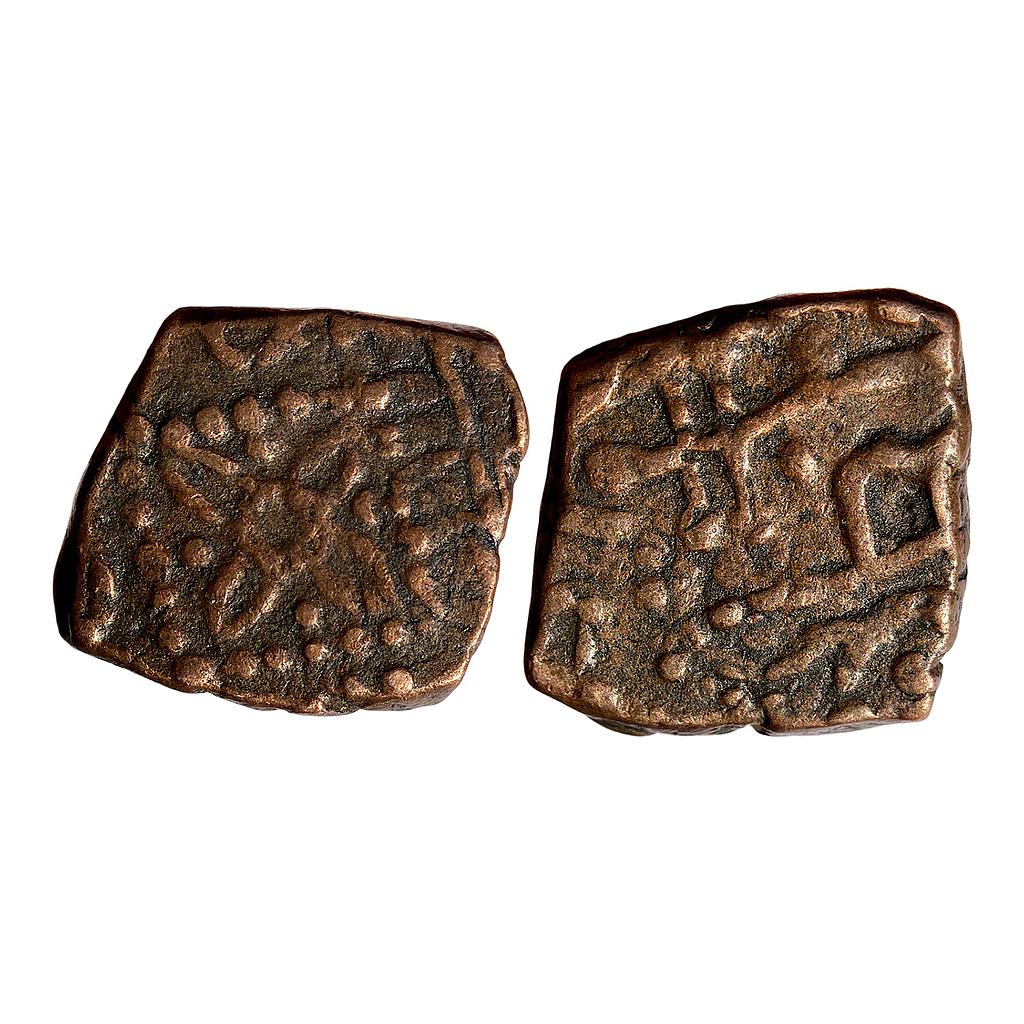 IPS Dhar State Annonymous Issue four petalled flower within dotted square Copper Paisa