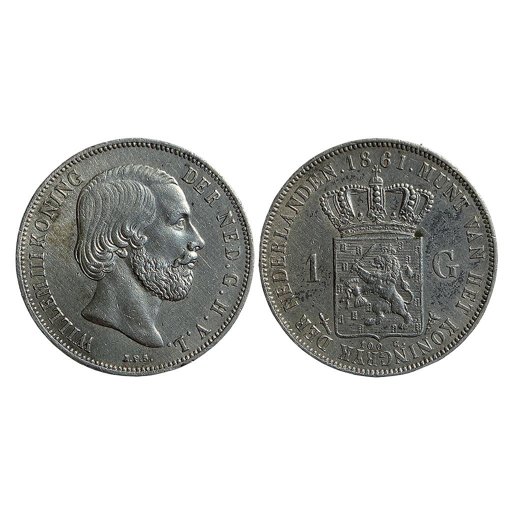 Netherlands William II Silver 1 Gulden Silver (.945)