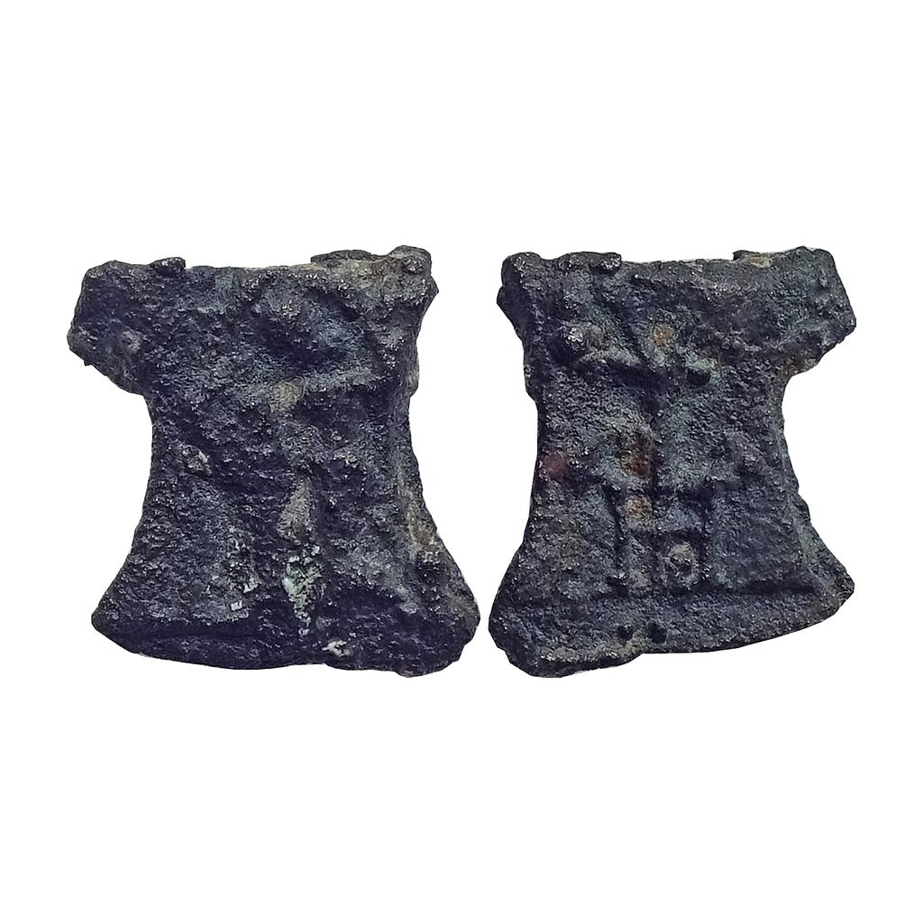 Ancient, Post-Mauryan, Kaushambi Region, Damru Shaped, Cast Copper